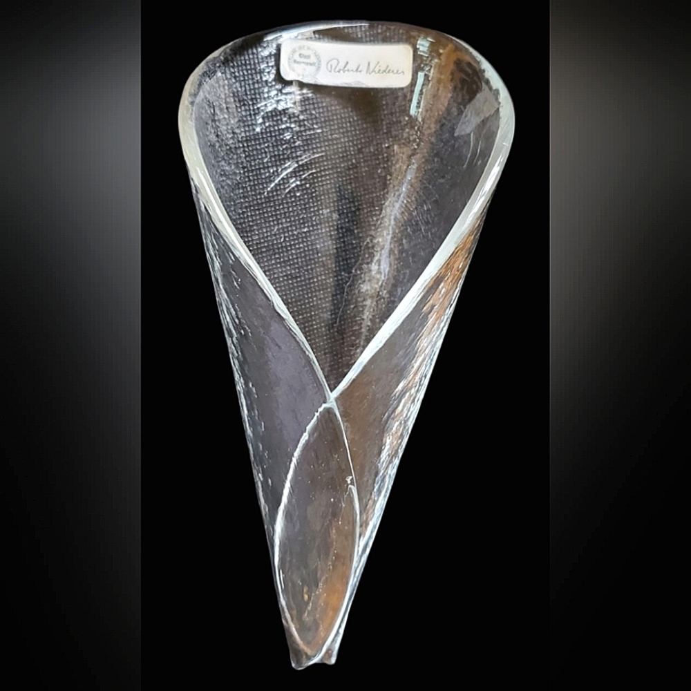 Vintage Glasi Hergiswil designed by Roberto Niederer/Art Glass Cone Shape Vessel